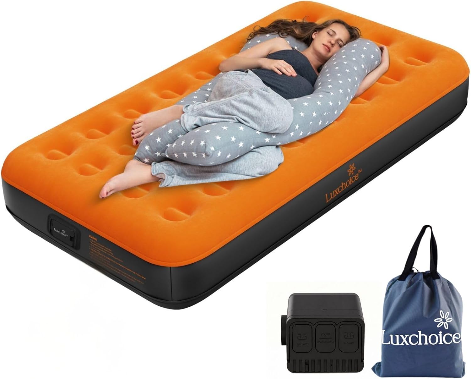 Outdoor Inflatable Camping Tent With Air Pump - 内蔵充電式ポンプ付きのツインエアマットレス、9インチの空気注入式キャンプマットレス。テント、旅行、ゲスト、自宅、屋外での使用に最適な、持ち運び可能な空気ベッド。