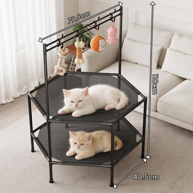 Outdoor Camping Dog Bed - 1～2層構造の高さのある犬用ベッド。通気性に優れた素材で、犬や猫が室内でも屋外でも、キャンプ中でも快適に休めるように設計されています。お手入れが簡単で、取り外し可能な多目的ベッドです。