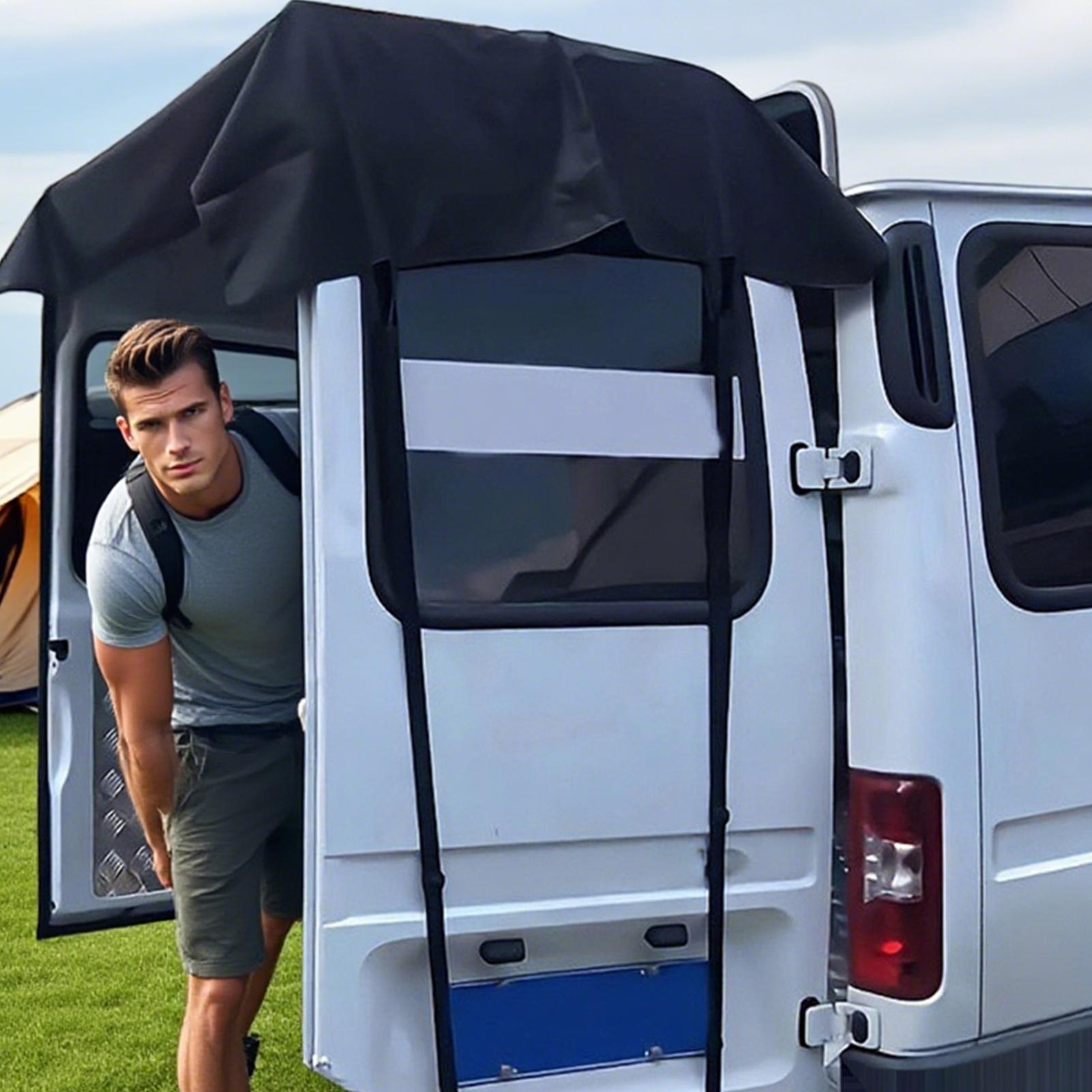 Outdoor Camping Awning - キャンピングカー用リアドアRVカバー、防風オーニング、キャンピングカー用防風トラックバンリアプロテクター、キャンプ、ハイキング、ビーチ、ピクニック、アウトドアに最適