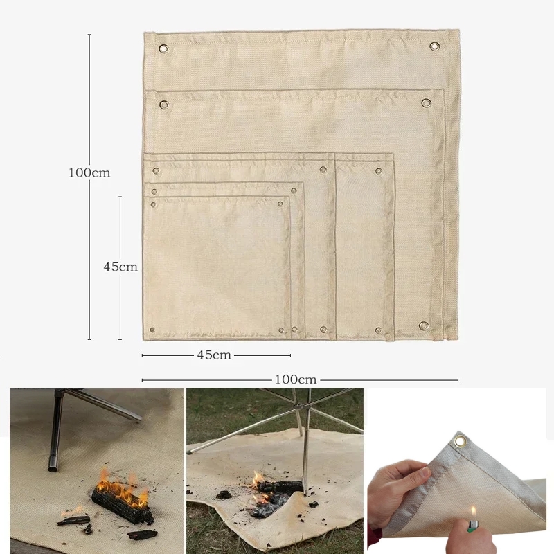 Outdoor Camping Fire Pit - キャンプ用耐火マット 耐熱ブランケット アウトドアファイヤーピットパッド バーベキューグリル断熱マット 防火性地面保護材