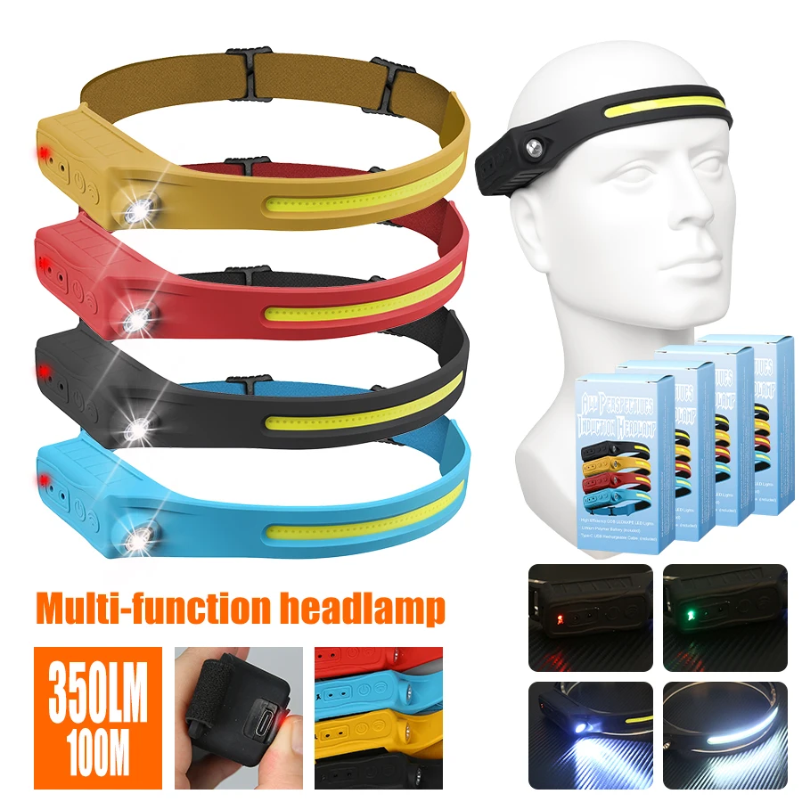 Outdoor Camping And Fishing - 充電式ヘッドランプ 350 ルーメン モーションセンサー LED ヘッドライト