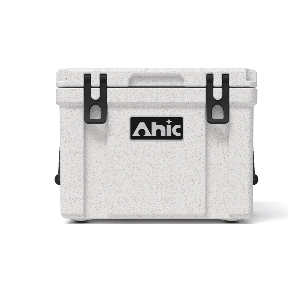 Outdoor Camping And Fishing - 25L釣り用クーラーボックス マーブルホワイトカラー アイスボックス 簡易設置機能付き ロトモールディング製ハードクーラー アウトドア