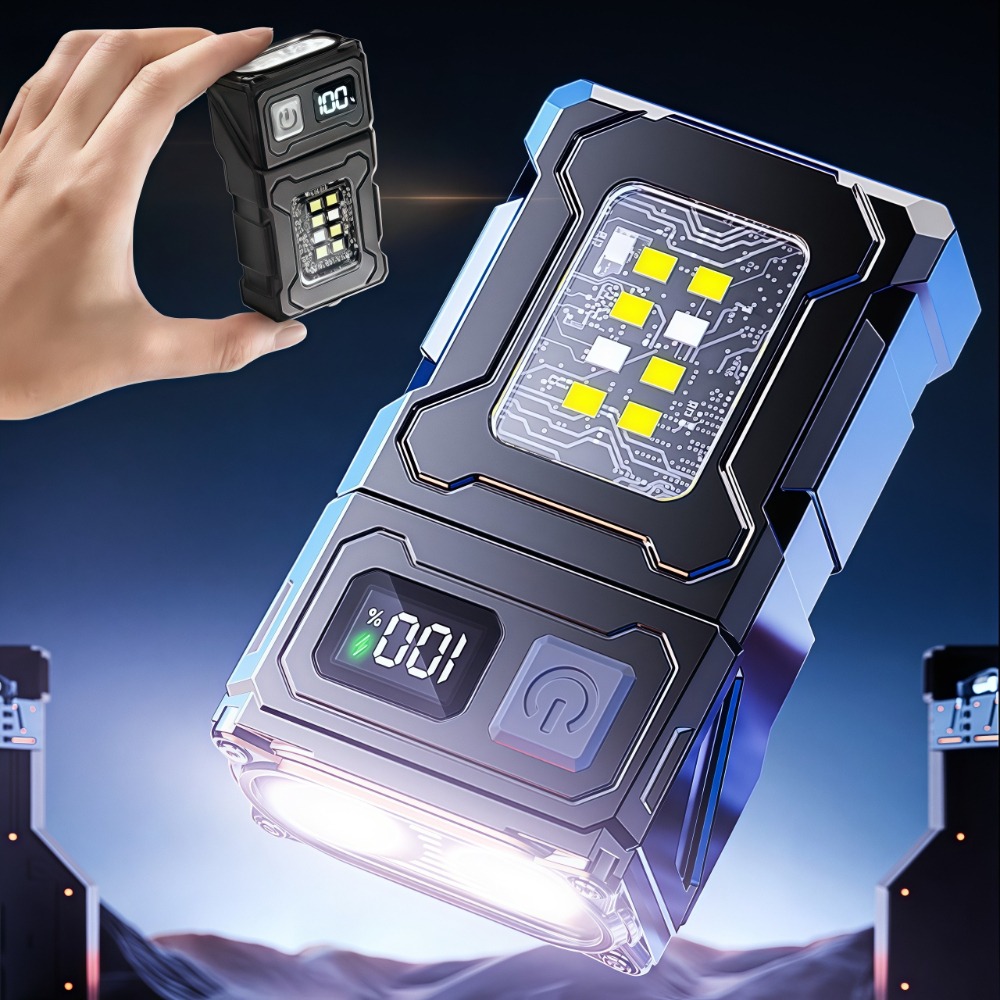Outdoor Camping And Fishing - 充電式ミニLED懐中電灯、マグネットクリップ付き作業灯、キーホルダーライト、ポケットEDCトーチ、アウトドアキャンプ、ハイキング、釣り用