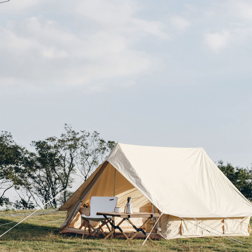 Outdoor Yurt Camping - 屋外グランピング用サンシェルター、ビーチシェルター、レインフライ、キャンプ用明るいコットン製ピラミッドテント、ティピー、ユルト、グランピングテント販売中