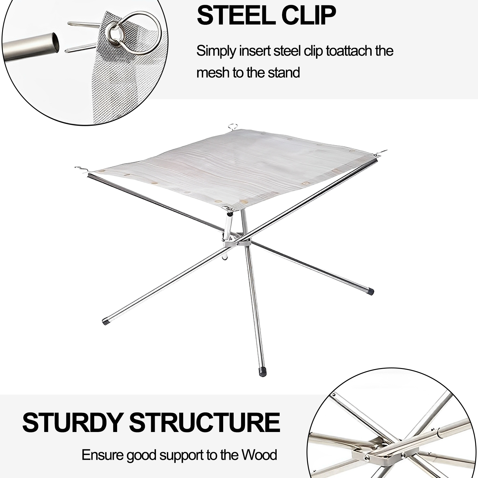Outdoor Camping Fire Pit - ポータブル屋外焚き火台 折りたたみ式スチールメッシュファイヤースタンドストーブ ウッドヒーター キャンプ用品 裏庭ガーデン用 キャリーバッグ付き
