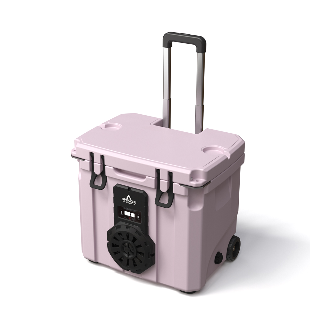 Outdoor Camping Food - 35L屋外用断熱防水PE PUホイール付きクーラーボックス、スピーカー搭載、5日間のワインや食品の保管に最適、キャンプ用