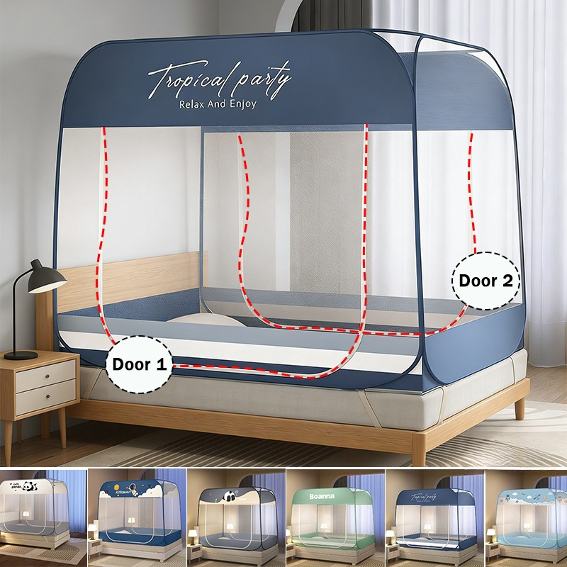 Outdoor Yurt Camping - 蚊帳付きベッド、ポータブルポップアップモンゴル蚊帳（底付き）、寝室キャンプ用、折りたたみ式ポータブルデザイン、赤ちゃんから大人まで対応