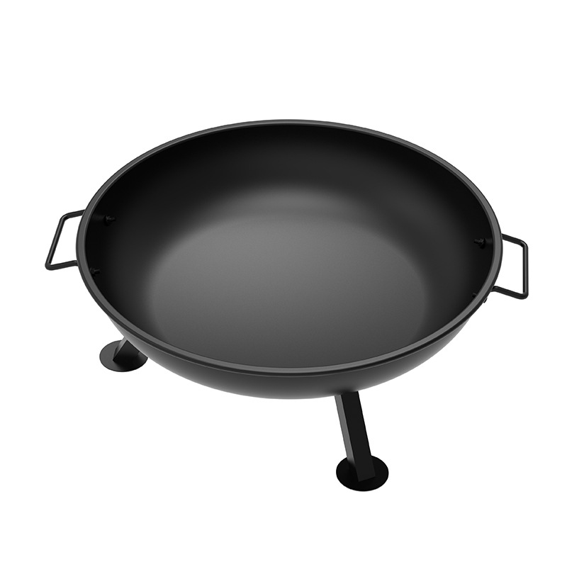 Outdoor Camping Fire Pit - 22インチの厚みのある深型ベースの円形屋外用焚き火台、持ち運び可能なキャンプ用ヒーター、焚き火台