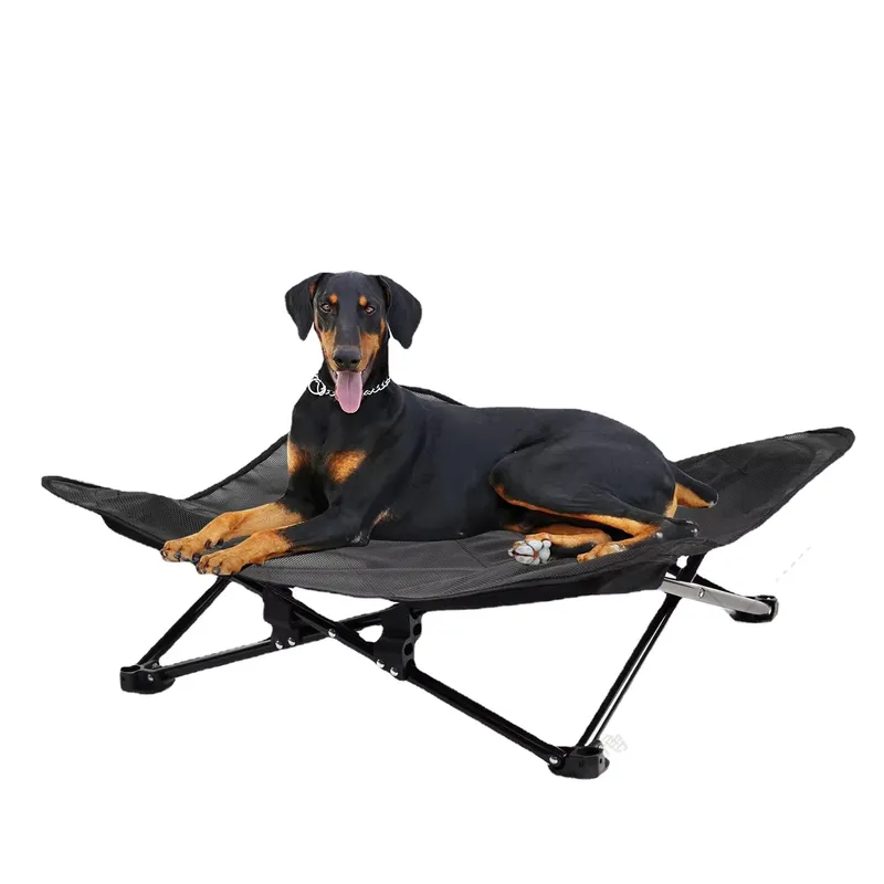 Outdoor Camping Dog Bed - 豪華でモダンなポータブル犬用ベッド、防水猫用マット、旅行キャンプ用スクエア折りたたみ式屋外ベッド、おしゃれな漫画柄