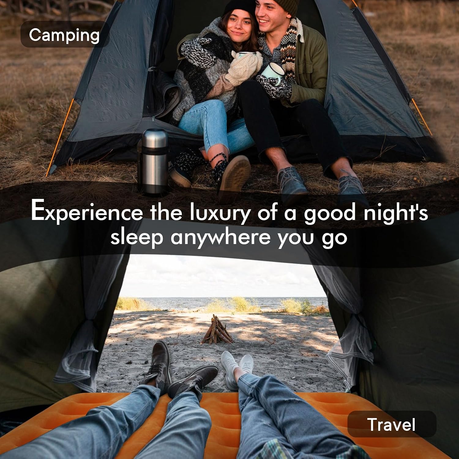 内蔵充電式ポンプ付きのツインエアマットレス、9インチの空気注 - Outdoor Inflatable Camping Tent With Air Pump のレビューと価格