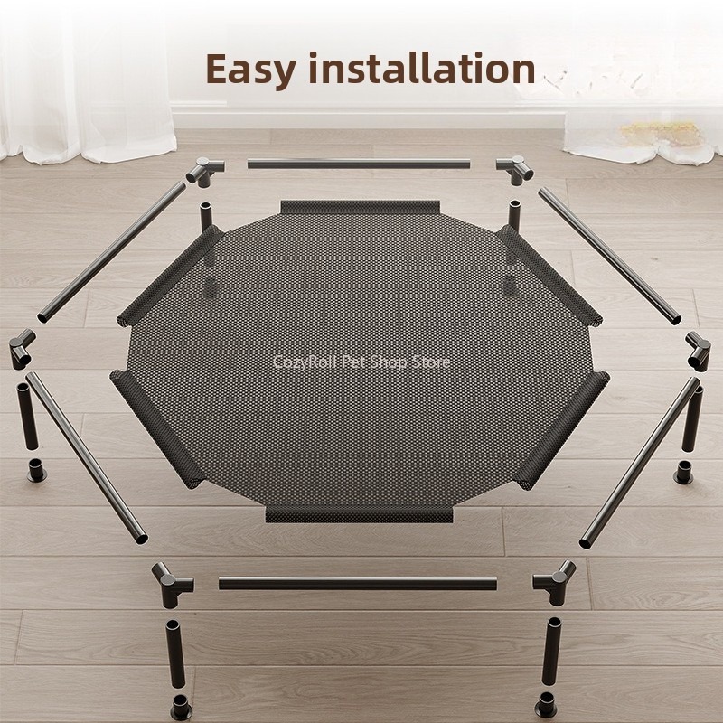 1～2層構造の高さのある犬用ベッド。通気性に優れた素材で、犬 - Outdoor Camping Dog Bed のレビューと価格