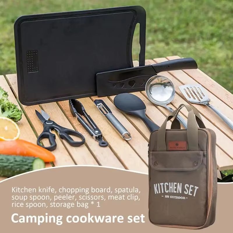 8 個キャンプキッチン調理器具セットポータブルバッグアウトド - Outdoor Camping Cooking Equipment のレビューと価格