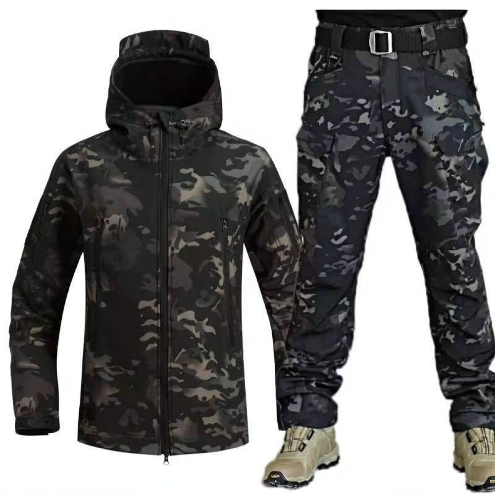 冬用迷彩柄ソフトシェルスーツ、アウトドア用タクティカルジャケ - Camping Outdoor Clothing のレビューと価格