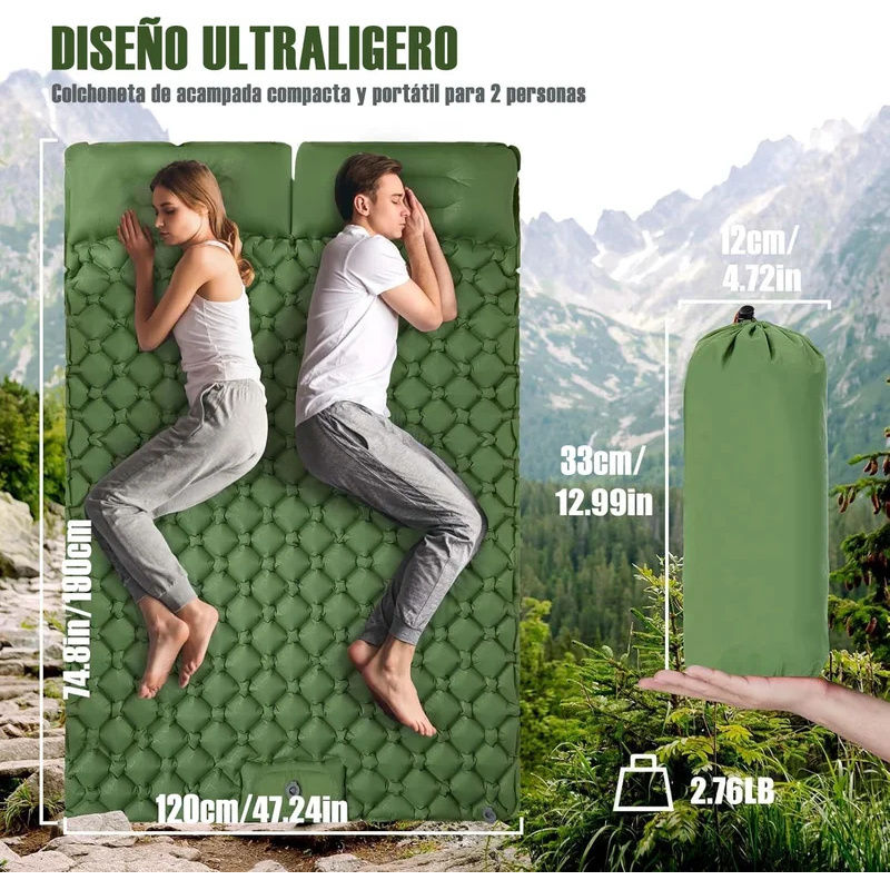 ホットアウトドアキャンプ用ダブルエアマットレス超ワイド寝袋マ - Outdoor Inflatable Camping Tent With Air Pump のレビューと価格
