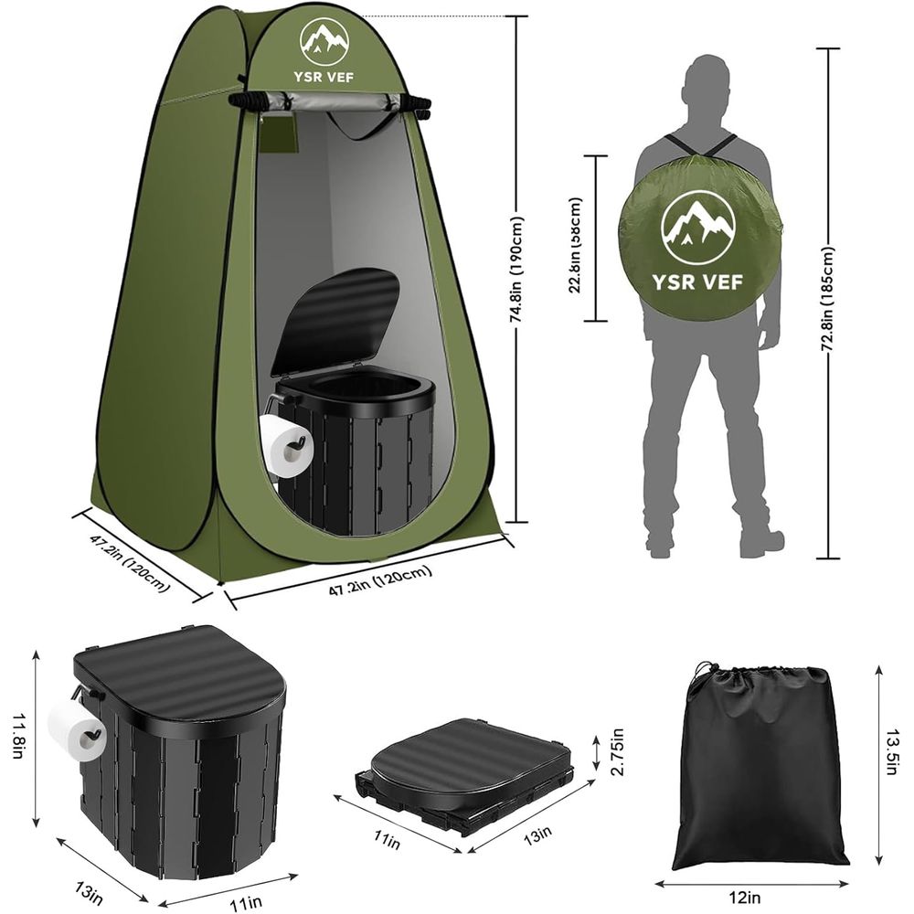 ポータブルトイレキット、ポップアップ式プライバシーテントとう - Portable Camp Toilet のレビューと価格