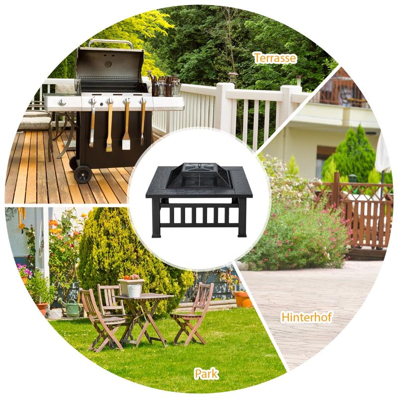 32インチ 3in1 アウトドアスクエアファイヤーピットテー - Outdoor Camping Fire Pit のレビューと価格