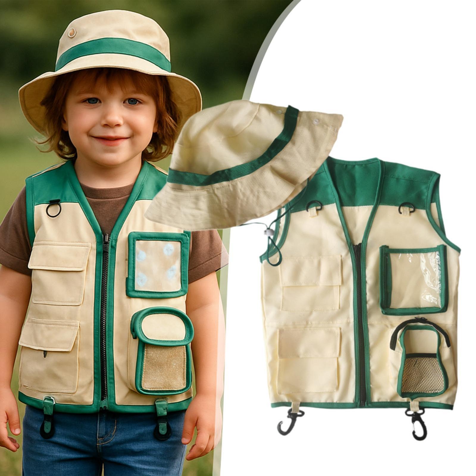 キッズアウトドア探検ベストと帽子セット - キャンプ、釣り、 - Outdoor Camping Kids Activities のレビューと価格