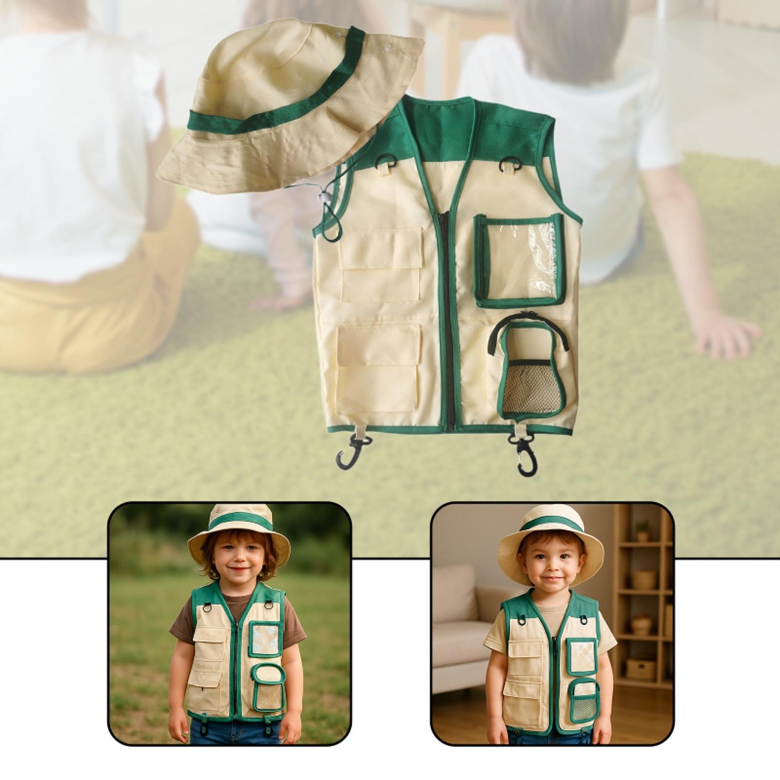キッズアウトドア探検ベストと帽子セット - キャンプ、釣り、 - Outdoor Camping Kids Activities のレビューと価格