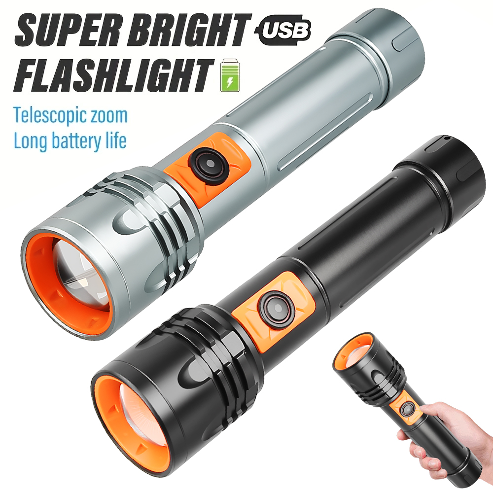 ハイパワー LED 懐中電灯 USB 充電式トーチ、伸縮ズー - Outdoor Camping And Fishing のレビューと価格