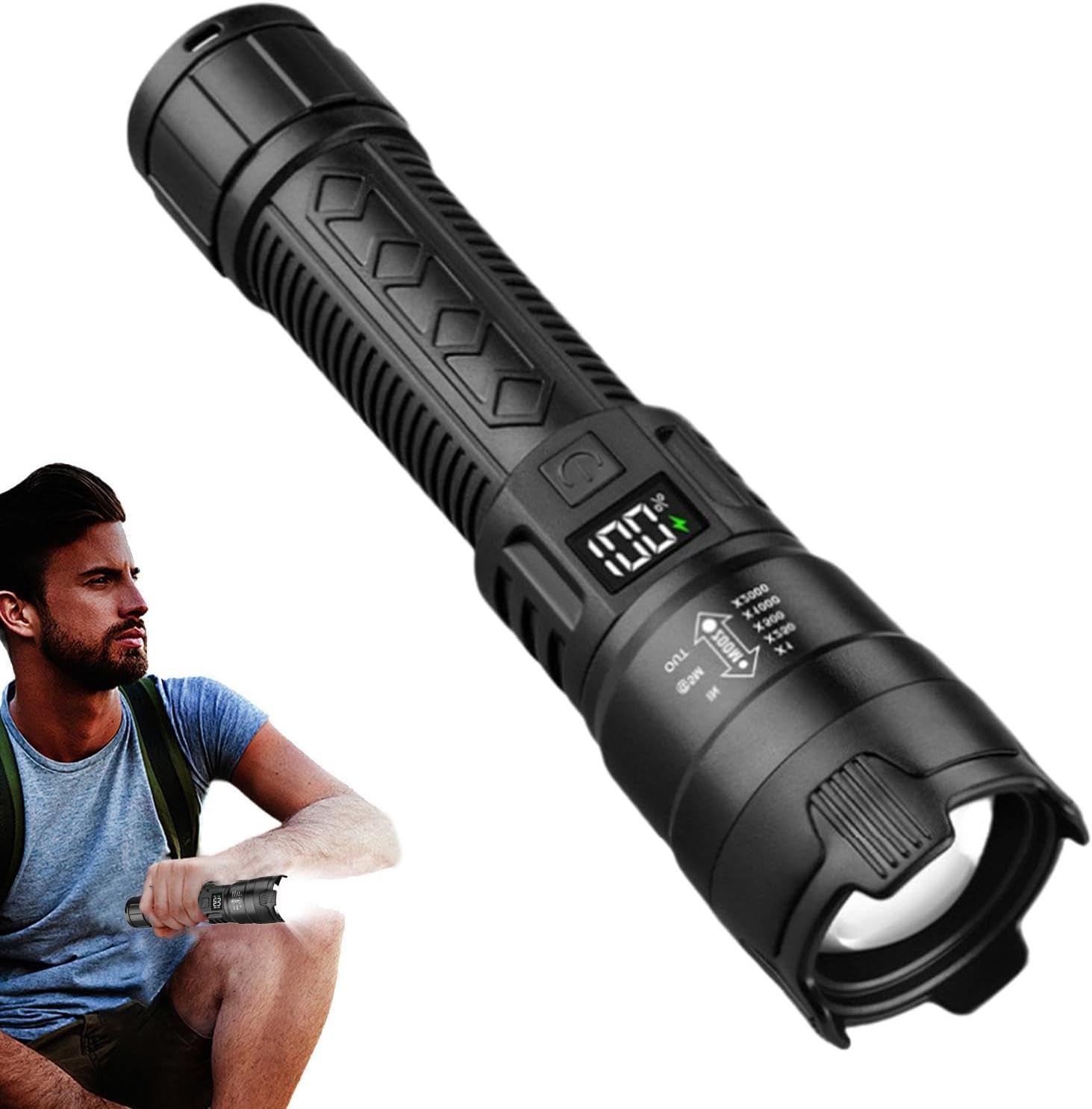 戦術的な LED 懐中電灯 2000LM USB 充電式防水 - Outdoor Camping And Fishing のレビューと価格