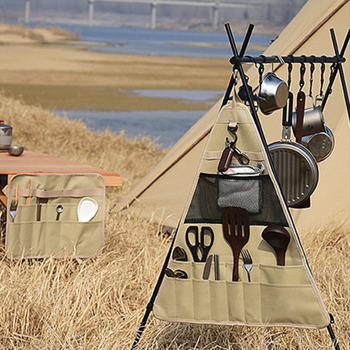 ポータブルキャンプ用キッチン用品オーガナイザーバッグ、アウト - Outdoor Camping Utensils のレビューと価格