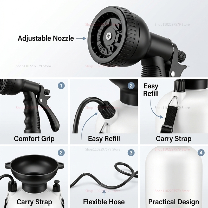 5L ポータブルキャンプシャワー手動ポンプ 1.5m ホース - Outdoor Camping Heater のレビューと価格
