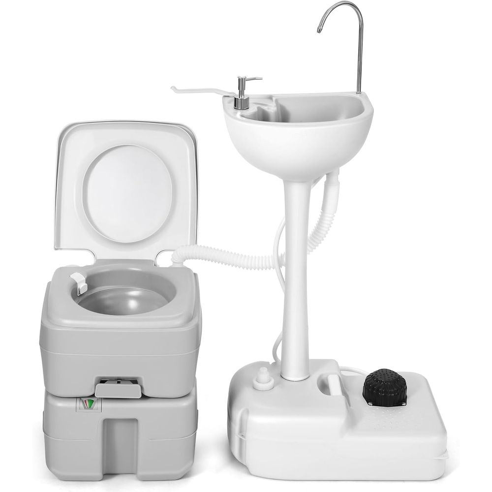 17L携帯用洗面器（手洗い用）と5.28ガロン携帯用トイレ、 - Portable Camp Toilet のレビューと価格