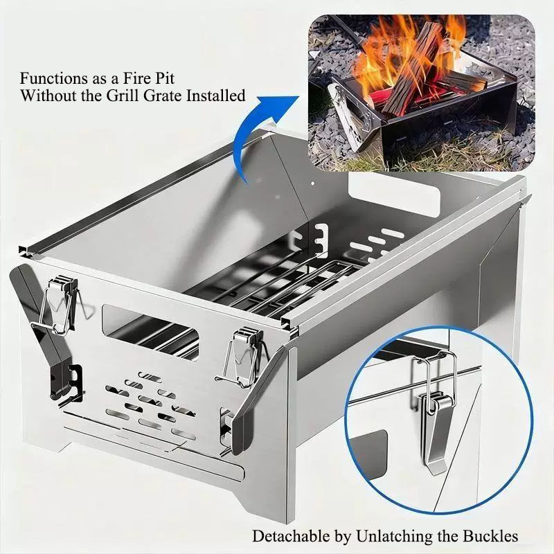 フリップスタイルBBQグリル 2in1 ステンレス製 キャン - Outdoor Camping Fire Pit のレビューと価格