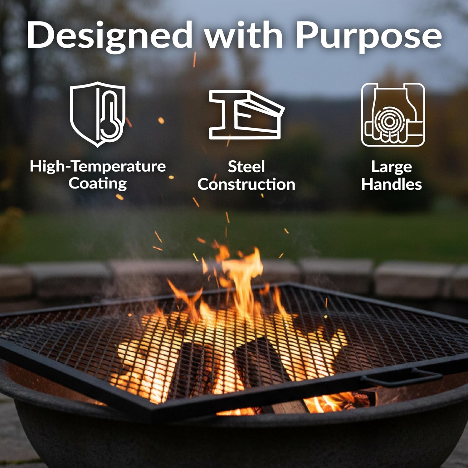40インチ角型頑丈スチール製ファイヤーピットグリル網（ハンド - Outdoor Camping Fire Pit のレビューと価格