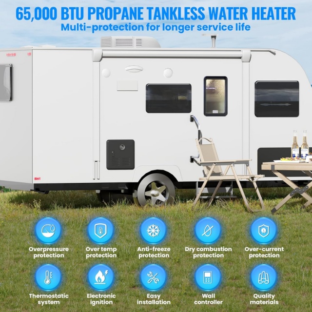 ポータブルRV用インスタントガス給湯器 12V |   自立 - Outdoor Camping Heater のレビューと価格