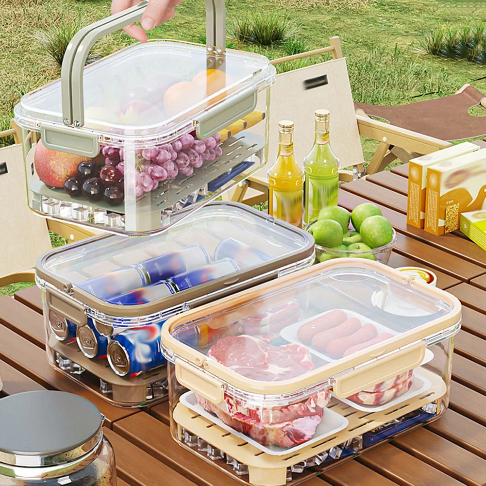 ポータブル食品保存容器 大容量 気密鮮度ボックス 排水プレー - Outdoor Camping Food のレビューと価格