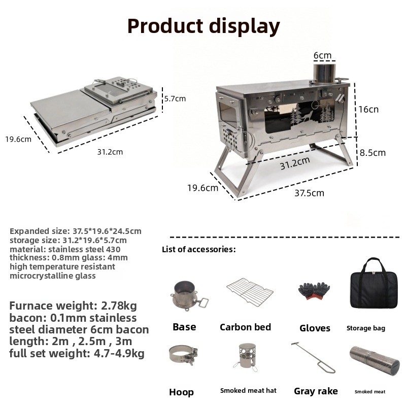 ステンレス製折りたたみ式ポータブル薪ストーブBBQグリル、ア - Outdoor Camping Fire Pit のレビューと価格