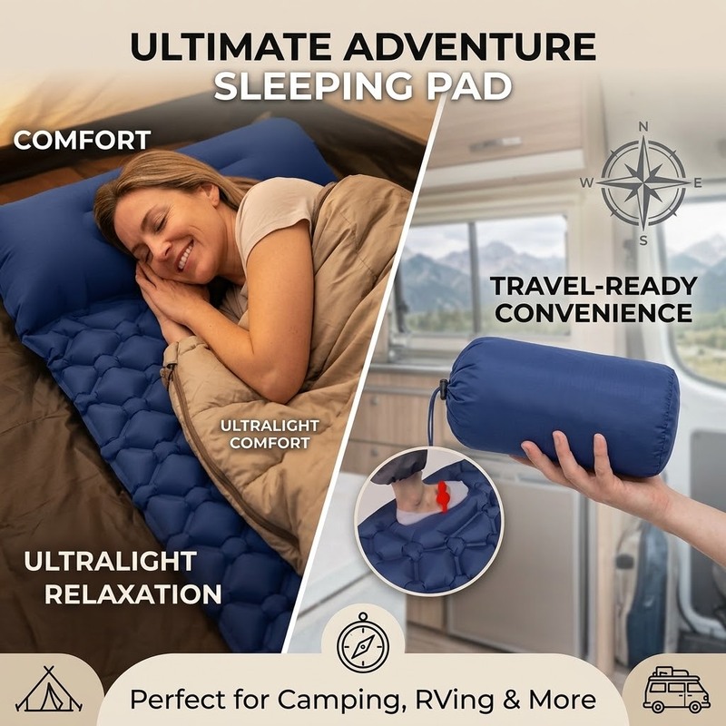 アウトドアキャンプ用インフレータブルスリーピングパッド（枕付 - Camp Pillow Compressible のレビューと価格