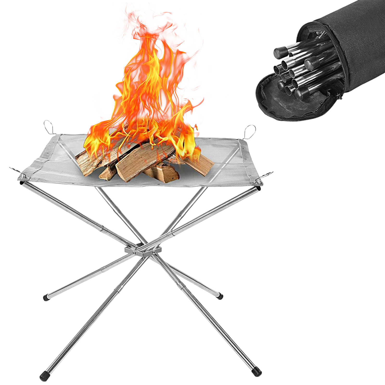ポータブル屋外焚き火台 折りたたみ式スチールメッシュファイヤ - Outdoor Camping Fire Pit のレビューと価格