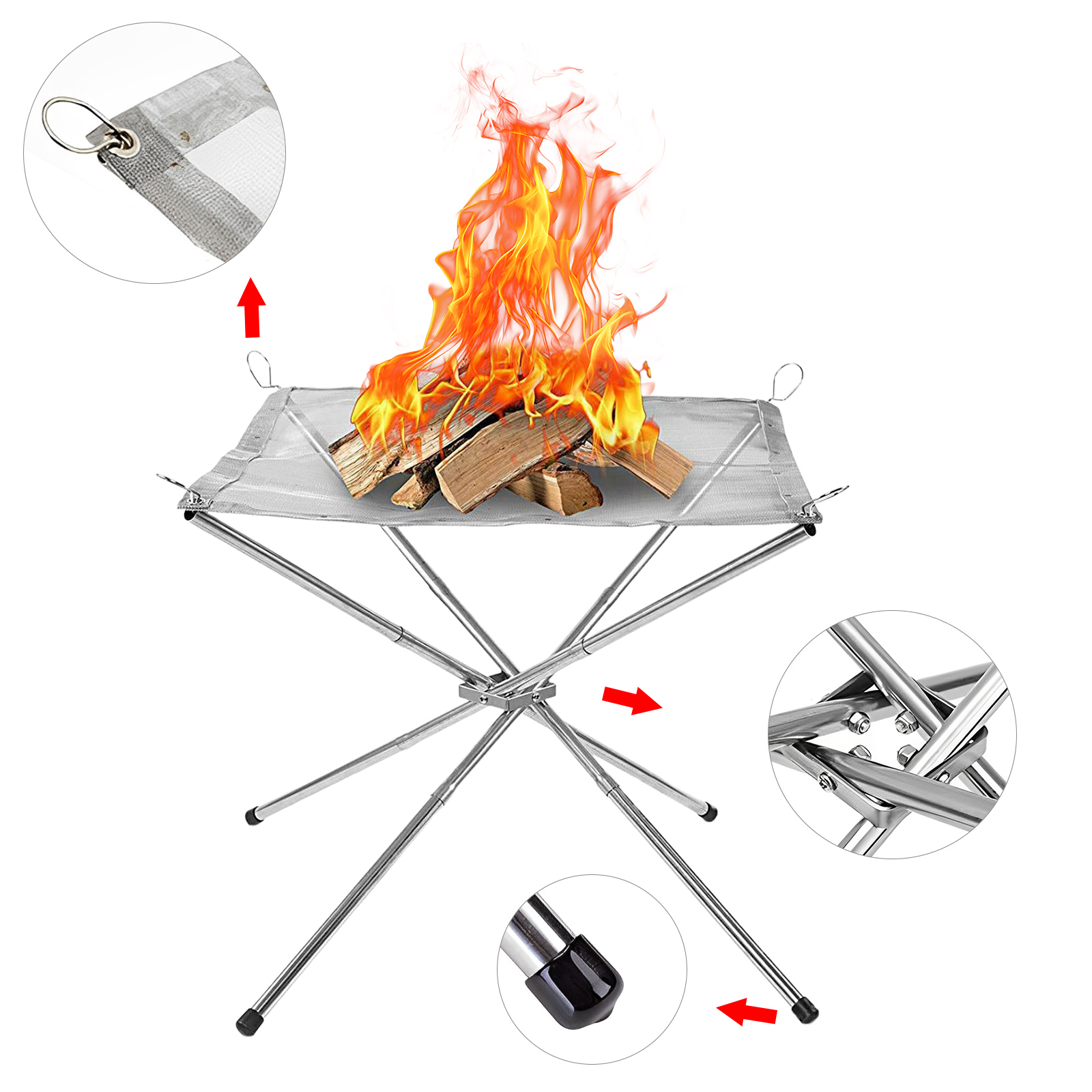 ポータブル屋外焚き火台 折りたたみ式スチールメッシュファイヤ - Outdoor Camping Fire Pit のレビューと価格