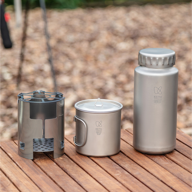 KEITH 純チタン製ネスティングキャンプセット 1200m - Outdoor Camping Cooking Equipment のレビューと価格
