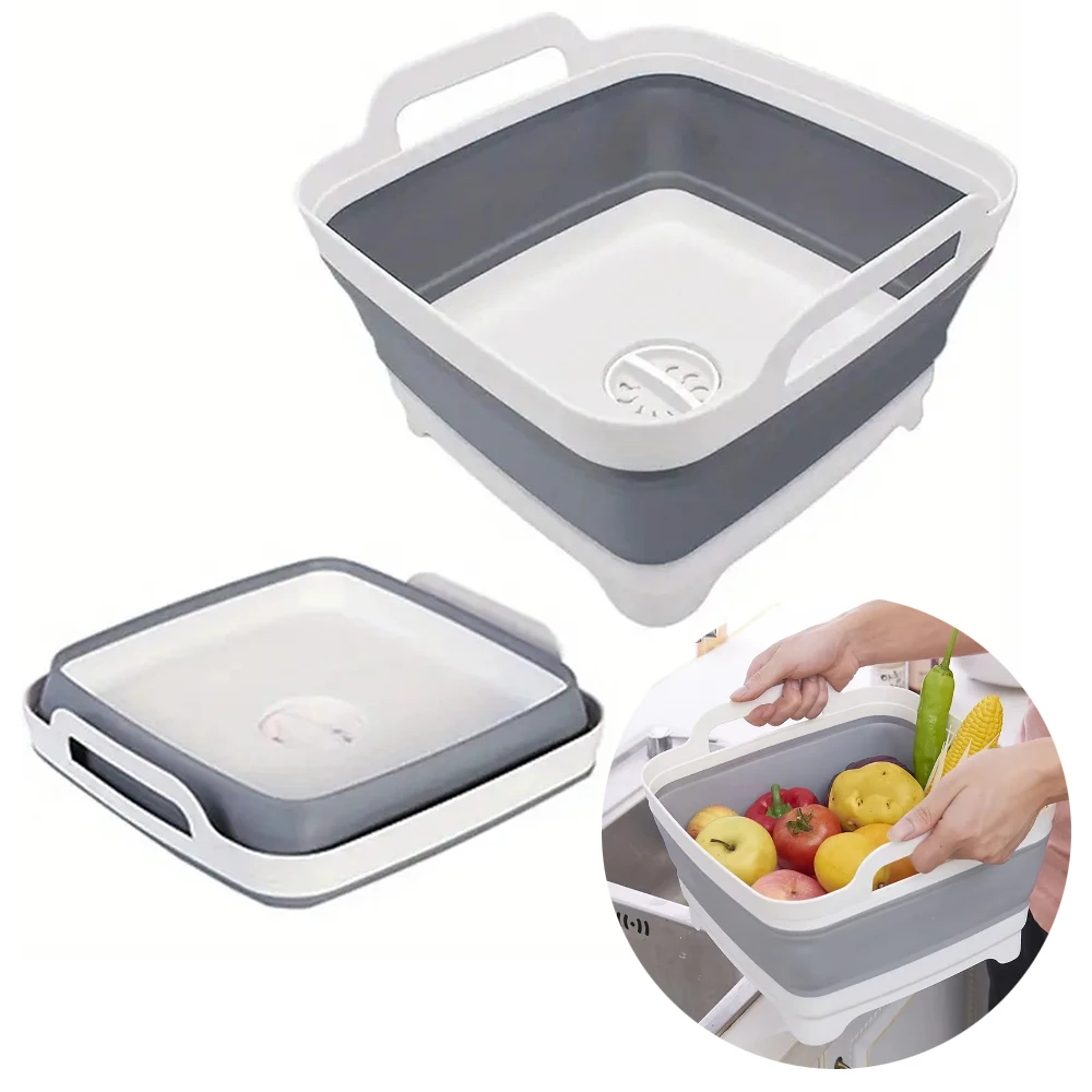 1Pc 正方形果物野菜洗浄洗面器キッチン製品供給折りたたみシ - Outdoor Camping Kitchen With Sink のレビューと価格