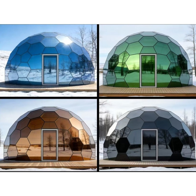屋外グランピングドームテント、ガラスパネル付き防水ジオデシッ - Outdoor Camping Dome のレビューと価格