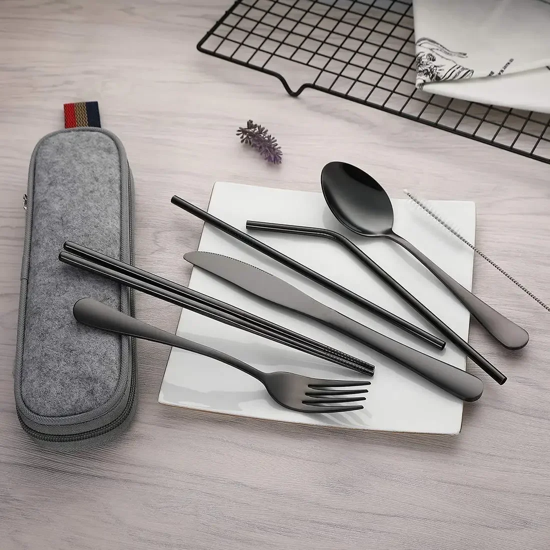 再利用可能なトラベルカトラリーセット、キャンプ用品セット、ス - Outdoor Camping Utensils のレビューと価格