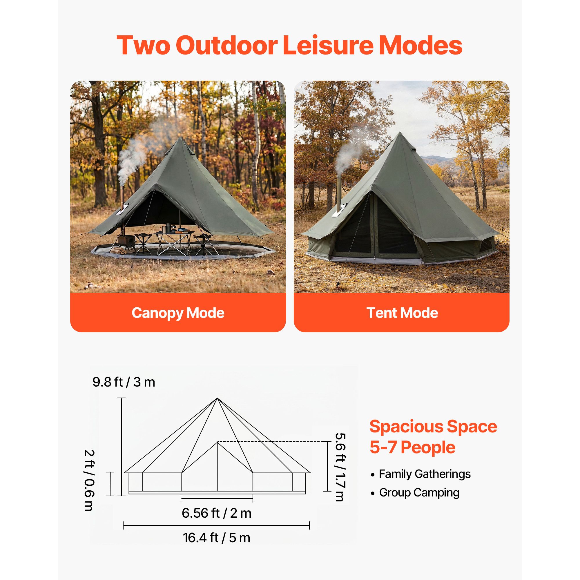 キャンバスベルテント、4シーズン対応16.4フィートユルトテ - Outdoor Yurt Camping のレビューと価格