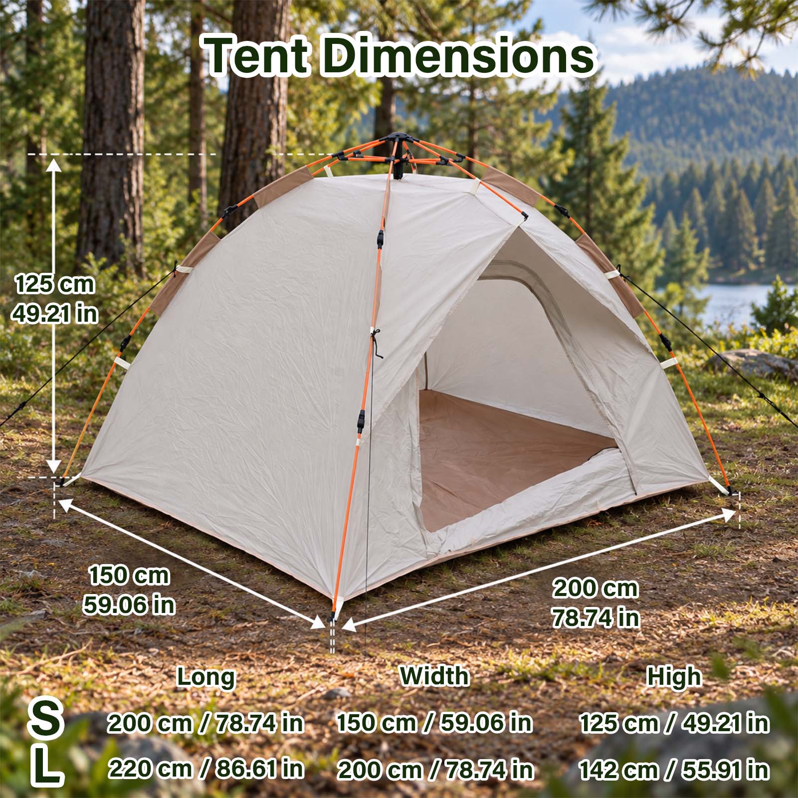 ポップアップ式キャンプテント、自動設営、2人用、ベージュ、ド - Outdoor Camping Dome のレビューと価格