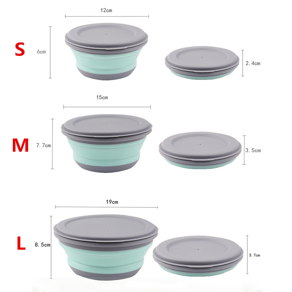 ポータブル折りたたみランチボックスボウルセットシリコン 3  - Outdoor Camping Food のレビューと価格